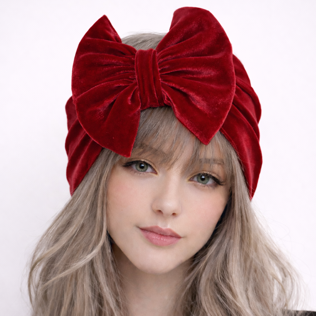 Luxurious Velvet and Beaded Oversized Bow Headband in Deep Red Sa973f214028e452baaee713690fcd  main image 4