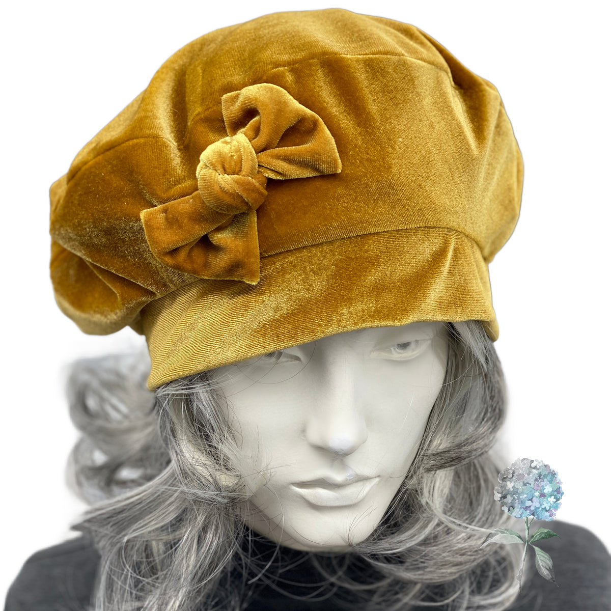Velvet beret Oversize Beret Style - Velvet in Assorted Solid Colors (One  main image 3