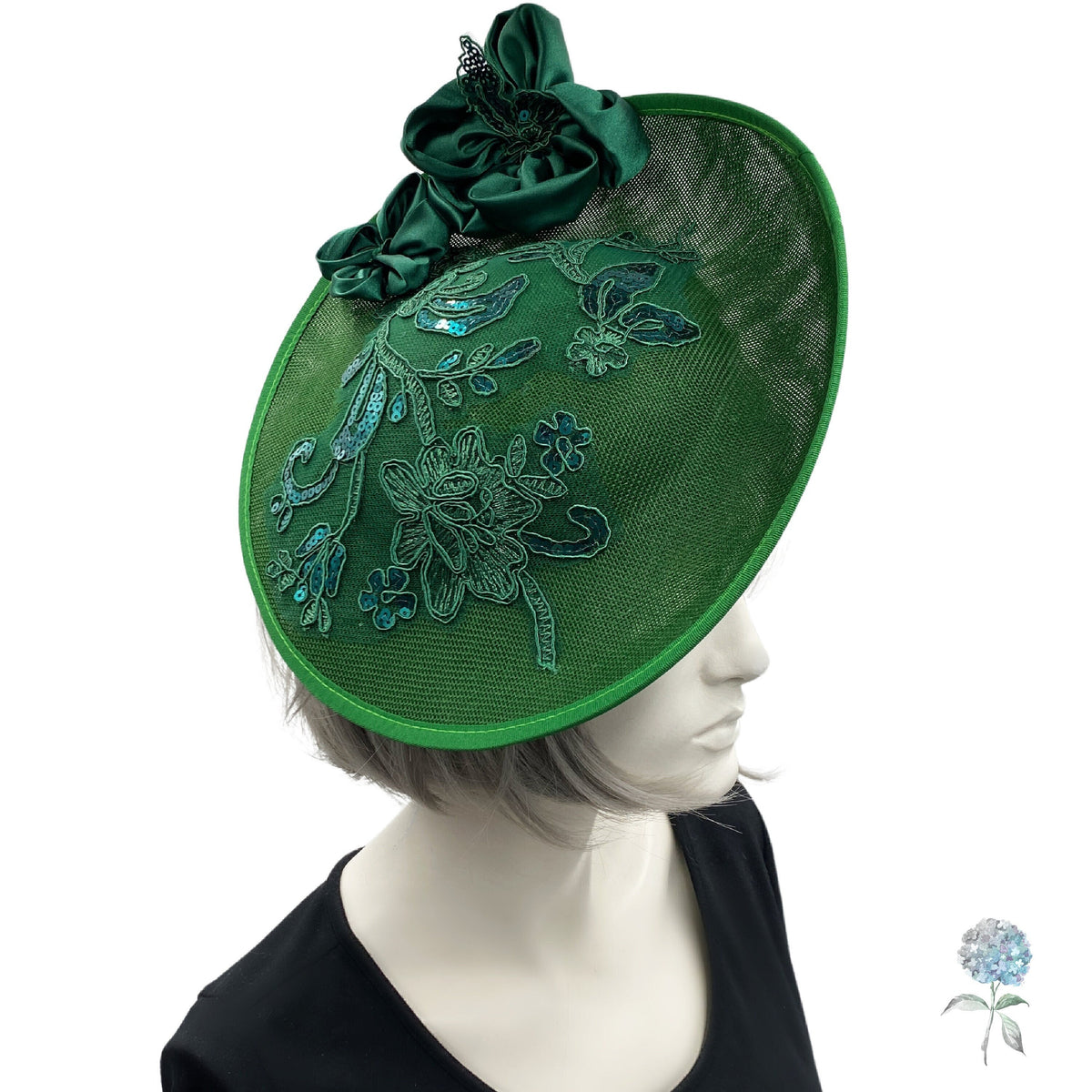 Maggie Mae Adjustable Elegant Cream Green Satin Floral Applique Hat IMG_4210.JPG?format=2500w main image 2