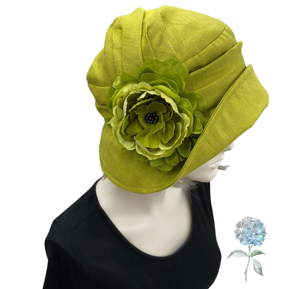 Barbour Olive Green Ruched Cloche Hat with Flower Detail BarbourLadiesWaxBucketHat01_18  main image 2
