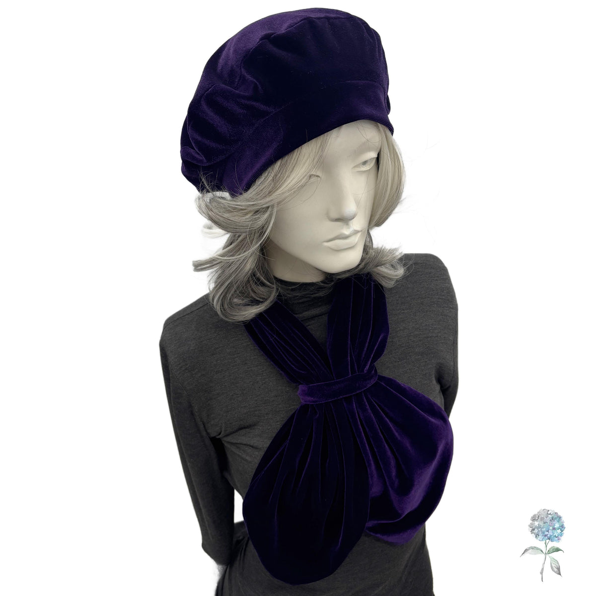 Purple Velvet Beret Hat Purple Slouchy Velvet Beret – IamMe Store main image 2