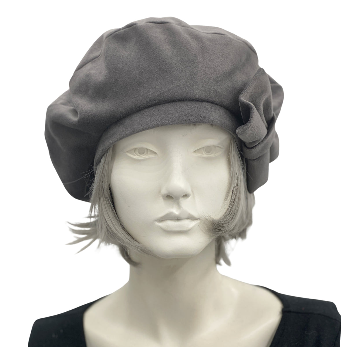 Gray Velvet Beret with Large Bow – Boston Millinery