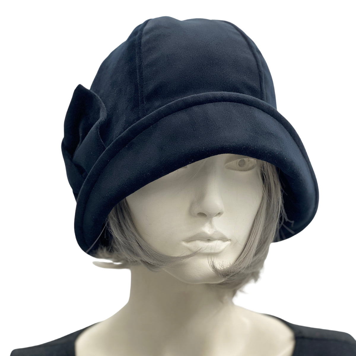 Velvet 1920's Style Cloche Hat with Bow in Several Color