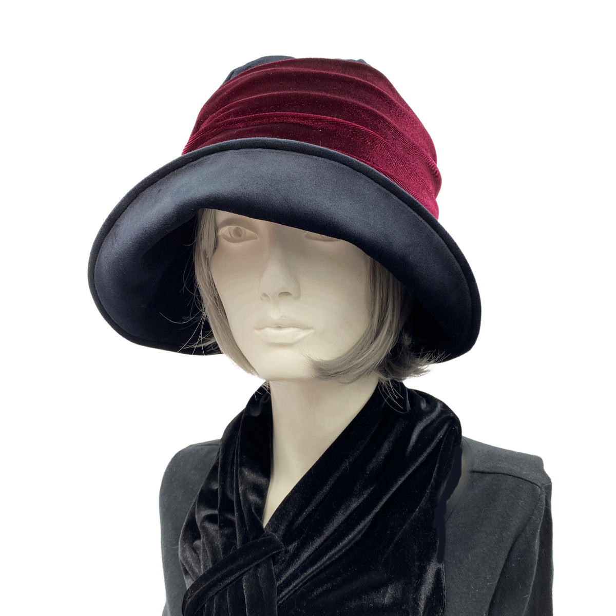 Black Velvet 1920s Style Cloche Hat | The Polly – Boston  display picture 2