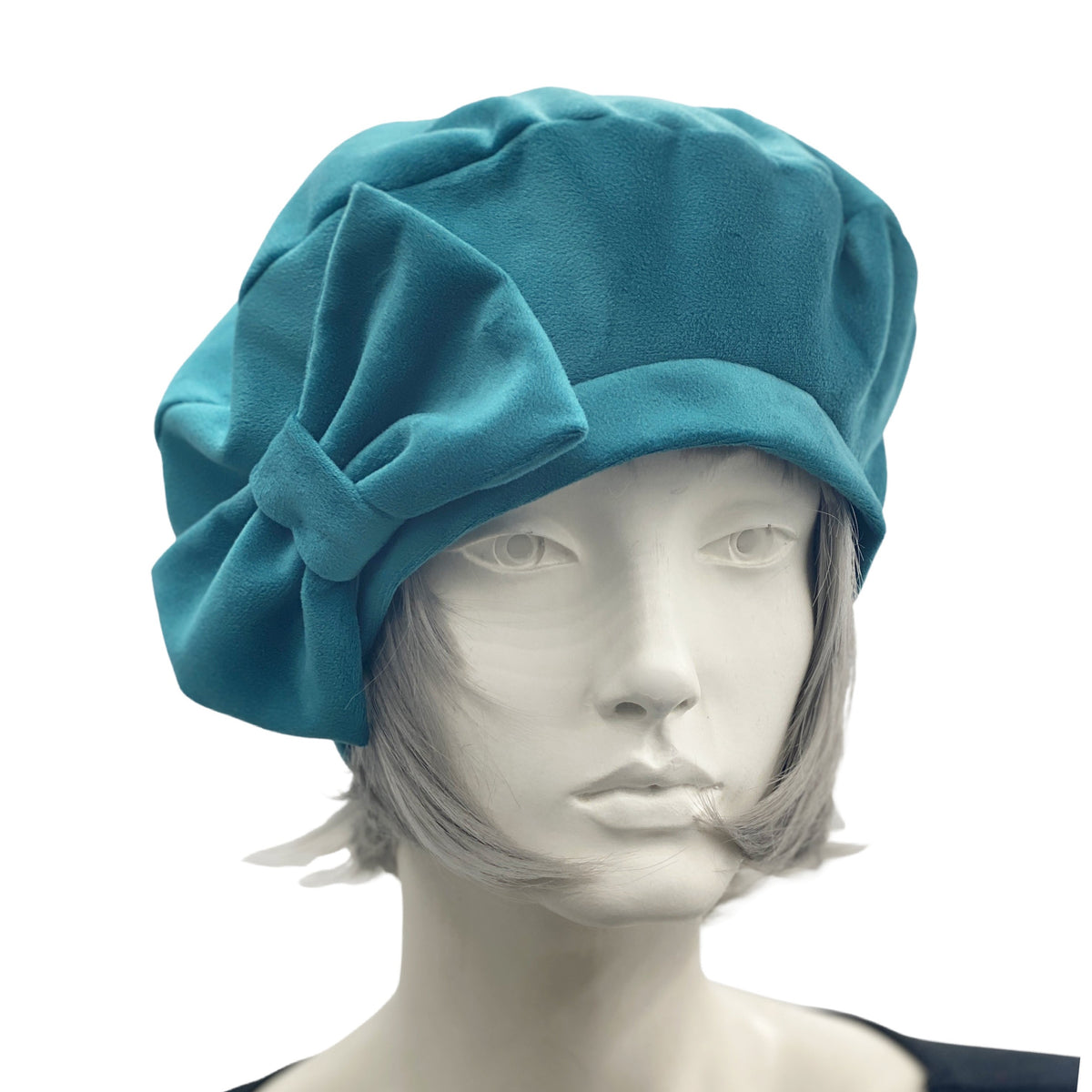 Gray Velvet Beret with Large Bow – Boston Millinery display picture 1
