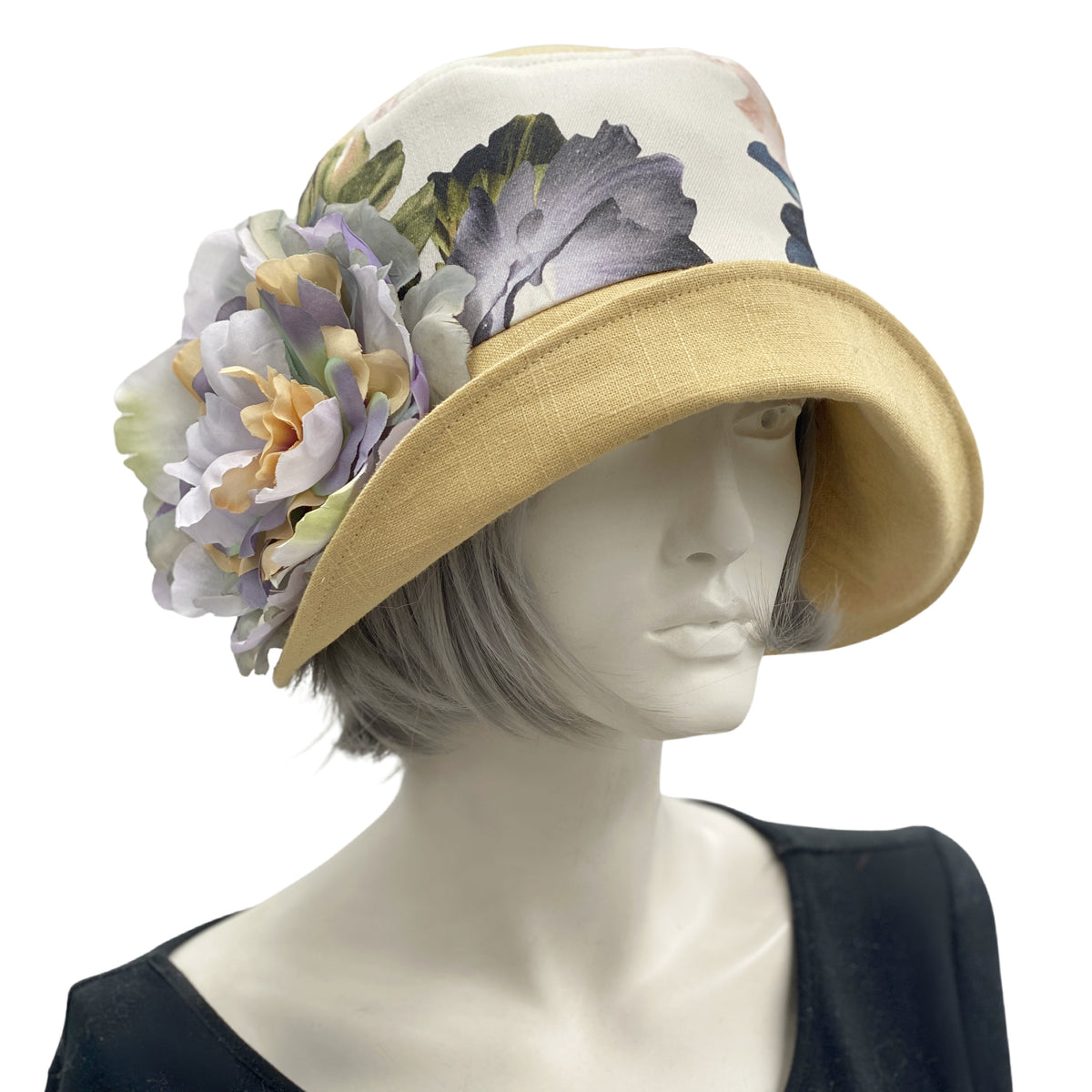 Vintage Boston Store Golden Yellow Pure Velour Cloche Hat Size 22 / M 1920s Jazz Age Lawn Party Hat in Summer Linen | The Eleanor  main image 3