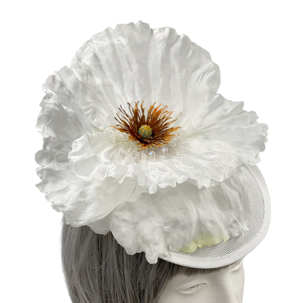 Large White Poppy Fascinator Boston Millinery
