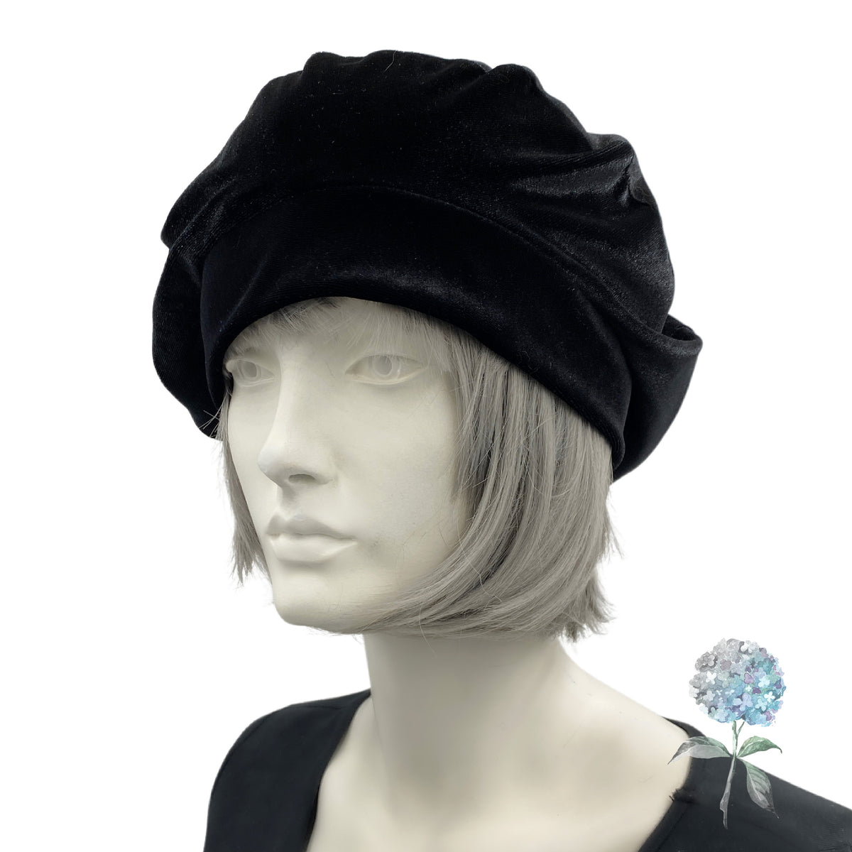 8486 Elegant Cotton Lace Summer Beret Hats For Women, Black LUNA Beret Cotton | French Style Womens Hat Artist  main image 2