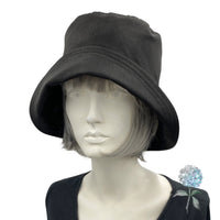 Rain Hat, Cloche Hat Women, 1920s Style, Removable Feather and Button Brooch, Showerproof Hat, Handmade in the USA