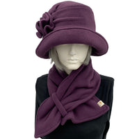 1920s Style Cloche Hat and Scarf Set in Polar Fleece | The Alice