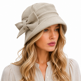 1920s Style Linen Cloche Hat with Bow | The Alice
