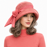 1920s Flapper Style Cloche Hat, Handmade in Dusky Coral Linen| The Amelia