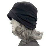 Twenties Style Cloche Hat, Handmade in Black Linen| The Amelia