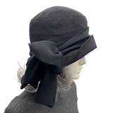 Twenties Style Cloche Hat, Handmade in Black Linen| The Amelia