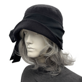 Twenties Style Cloche Hat, Handmade in Black Linen| The Amelia