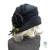 Black Velvet Cloche Hat with Oversized Satin Peony | The Alice