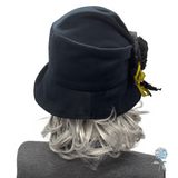 Black Velvet Cloche Hat with Oversized Satin Peony | The Alice