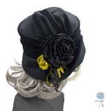 Black Velvet Cloche Hat with Oversized Satin Peony | The Alice