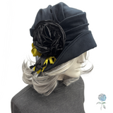 Black Velvet Cloche Hat with Oversized Satin Peony | The Alice