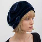 Soft Red Velvet Beret with Small Bow