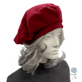 Burgundy Wool Beret with Satin Lining