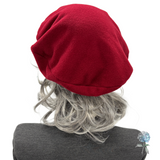 Burgundy Wool Beret with Satin Lining