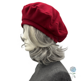 Burgundy Wool Beret with Satin Lining