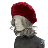 Burgundy Wool Beret with Satin Lining