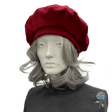 Burgundy Wool Beret with Satin Lining