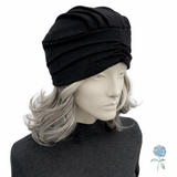 1920s Turban Hat in Navy Blue Stretch Jersey | The Evie