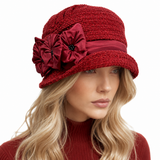 Red Bouclé Cloche Hat with Satin Lining  | The Alice