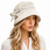 Vintage Style Linen Cloche Hat with Bow | The Alice