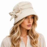 Vintage Style Linen Cloche Hat with Bow | The Alice