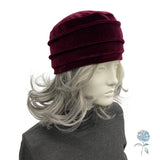 Soft Cloche Hat in Eggplant Velvet