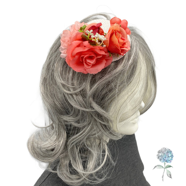 Classic Coral & Cream Mini Fascinator – Timeless Elegance for Special Occasions