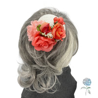 Classic Coral & Cream Mini Fascinator – Timeless Elegance for Special Occasions
