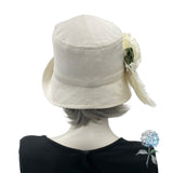 Linen Cloche Hat with Large Peony Flower and Feathers | The Eleanor