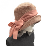 Dusky Pink Textured Velvet Cloche Hat with Chiffon Bow | The Amelia
