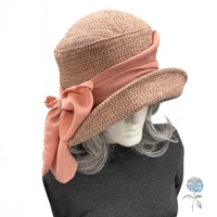 Dusky Pink Textured Velvet Cloche Hat with Chiffon Bow | The Amelia