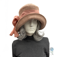 Dusky Pink Textured Velvet Cloche Hat with Chiffon Bow | The Amelia