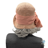 Dusky Pink Textured Velvet Cloche Hat with Chiffon Bow | The Amelia