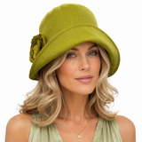 Vintage Style Linen Hat in Chartreuse Green | The Eleanor Cloche