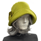 Vintage Style Linen Hat in Chartreuse Green | The Eleanor Cloche
