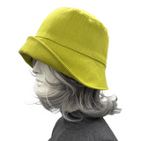 Vintage Style Linen Hat in Chartreuse Green | The Eleanor Cloche