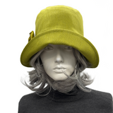 Vintage Style Linen Hat in Chartreuse Green | The Eleanor Cloche