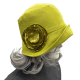 Vintage Style Linen Hat in Chartreuse Green | The Eleanor Cloche