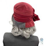Vintage Style Cloche Hat in Burgundy and Gray Velvet With Satin Bow | The Eleanor