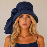 Lovely Linen Cloche Hat with Chiffon Scarf |The Eleanor