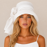 Lovely Linen Cloche Hat with Chiffon Scarf |The Eleanor