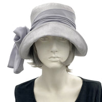Vintage Style Linen Cloche Hat with Chiffon Band and Bow | The Eleanor